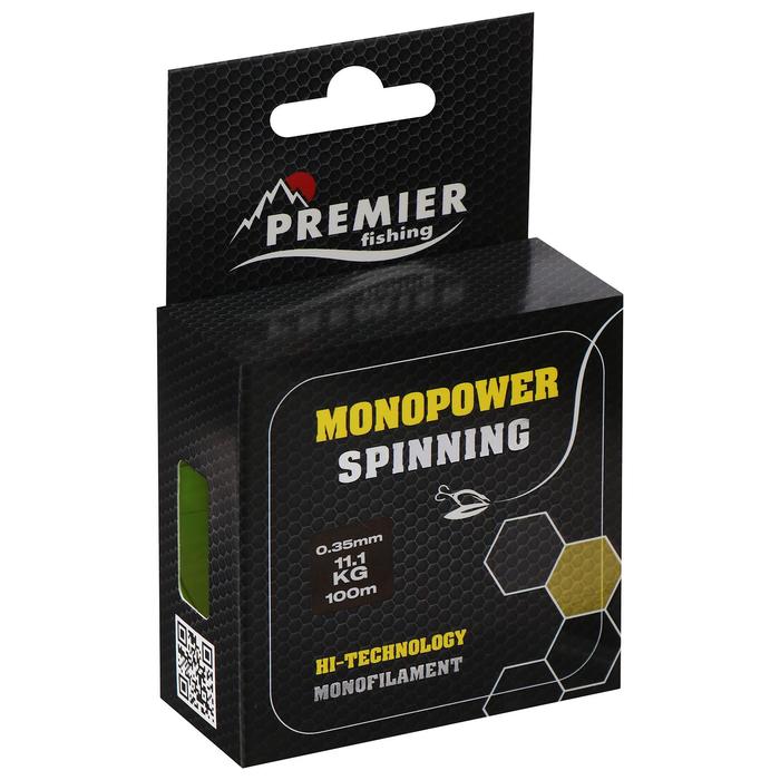 фото Леска preмier fishing monopower spinning, диаметр 0.35 мм, тест 11.1 кг, 100 м, флуоресцентная желтая premier fishing