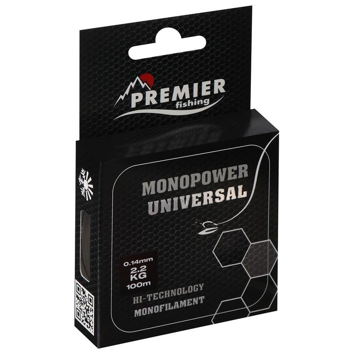 фото Леска preмier fishing monopower universal, диаметр 0.14 мм, тест 2.2 кг, 100 м, прозрачная premier fishing