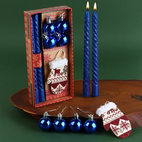 Набор высоких свечей с декором "Любви в Новом году", 9,5 х 20 см