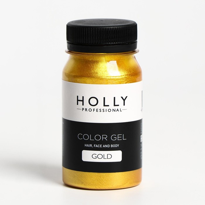 Декоративный гель для волос, лица и тела COLOR GEL Holly Professional, Gold, 100 мл