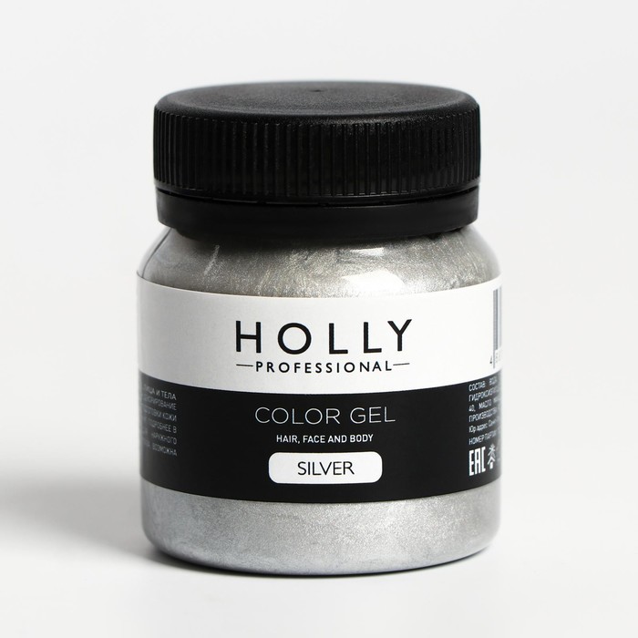 Декоративный гель для волос, лица и тела COLOR GEL Holly Professional, Silver, 50 мл