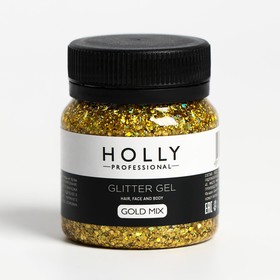 Декоративный гель для волос, лица и тела GLITTER GEL Holly Professional, Gold Mix, 50 мл Ош