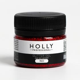 Декоративный гель для волос, лица и тела GLITTER GEL Holly Professional, Red, 20 мл Ош
