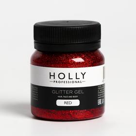 Декоративный гель для волос, лица и тела GLITTER GEL Holly Professional, Red, 50 мл Ош
