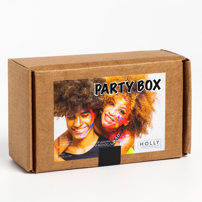 Набор декоративных гелей для волос, лица и тела Holly Professional PARTY BOX, 6 шт, 120 мл