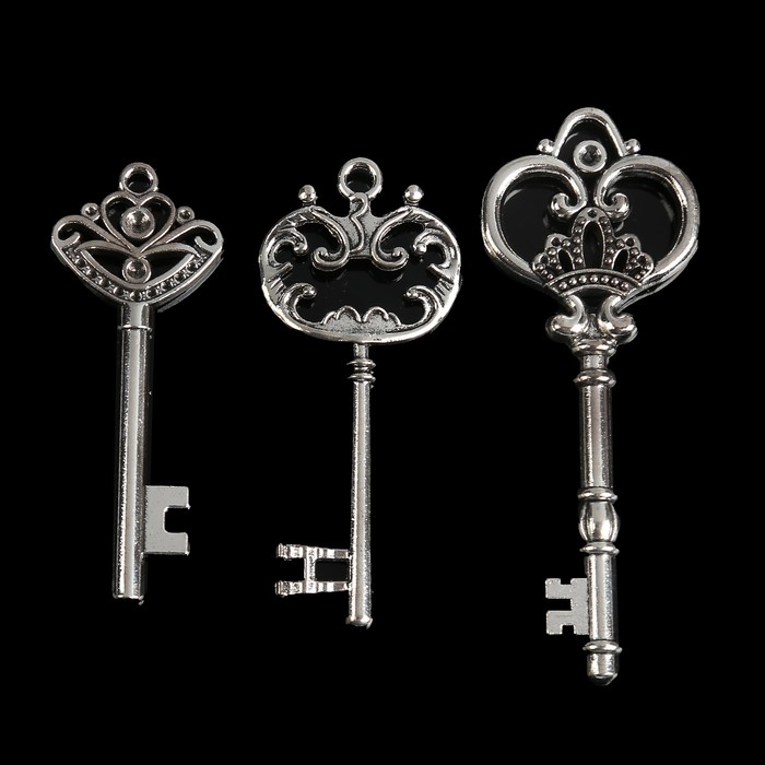 Декор "Ключи от всех дверей" набор из 3 шт. 8,5х3,2 см, 6,8х3 см, 6,5х2,5см