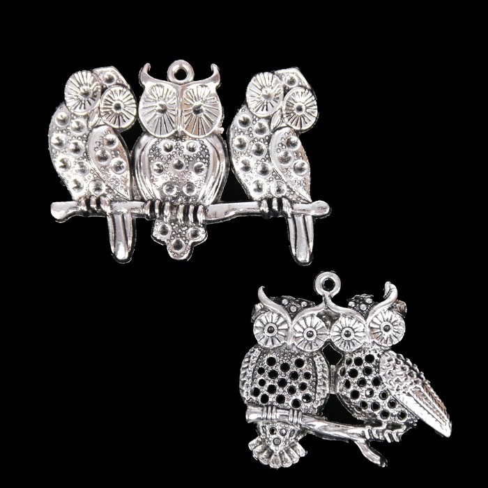 Декор металлический "Совушки на ветке" набор из 2 шт.