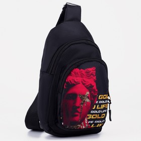 Рюкзак-слинг «Искусство» 15х10х26 см, отдел на молнии, наружный карман, регулируемый ремень, чёрный Ош