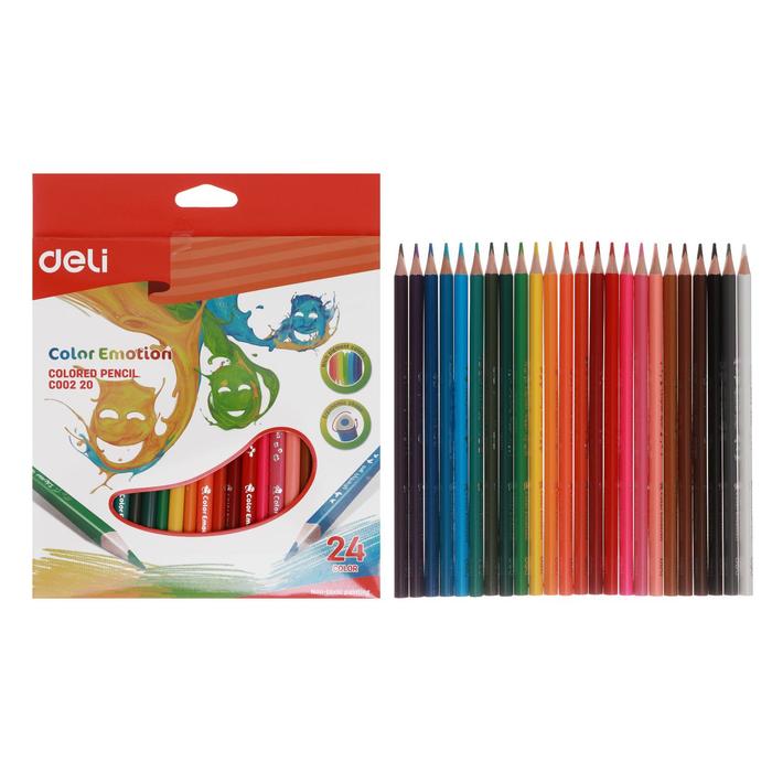 

Карандаши 24 цвета Deli Color Emotion, трёхгранные, европодвес