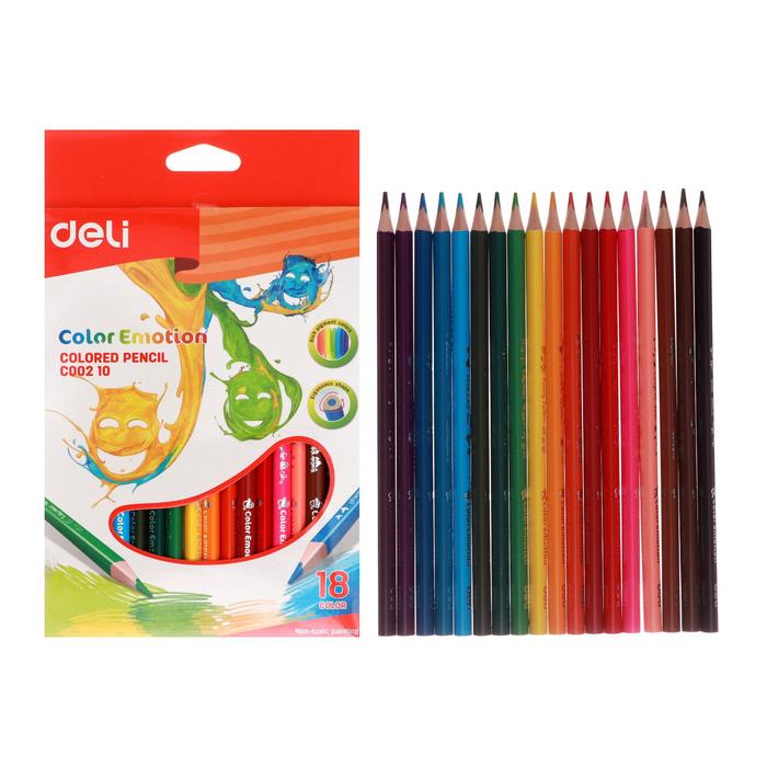 

Карандаши 18 цветов Deli Color Emotion, трёхгранные, европодвес