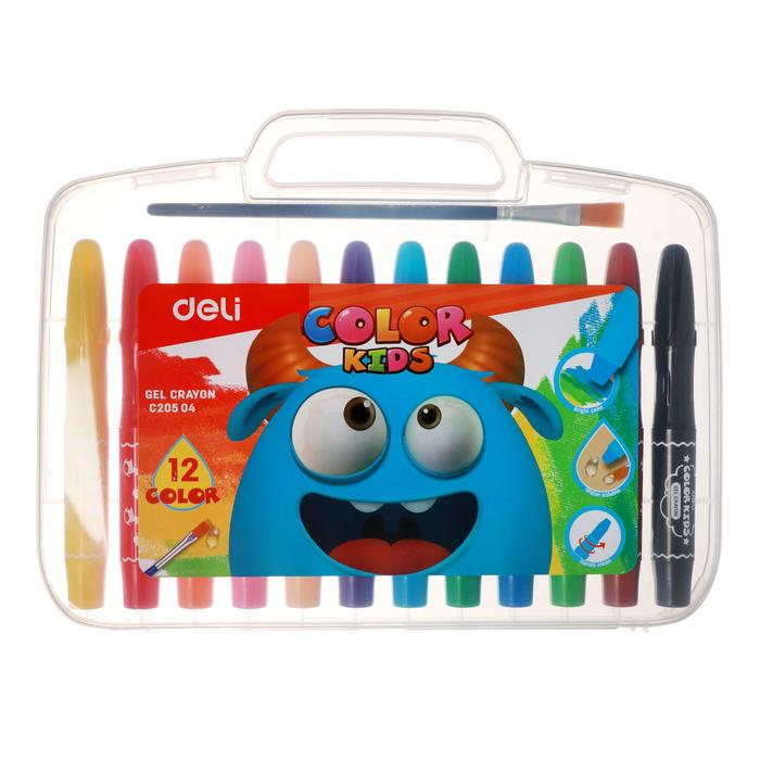 

Мелки гелевые 12 цветов Deli Color Kids, в пластиковом чемоданчике