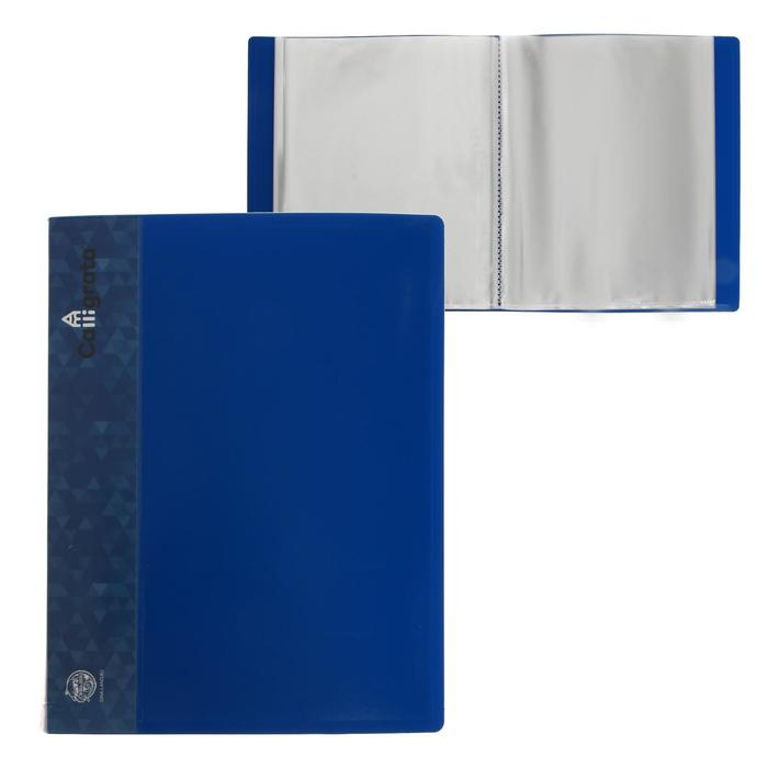 Папка с 100 вкладышами А4, 700 мкм, Calligrata, карман на корешке, синяя папка 20 вкладышей а4 500мкм calligrata карман на корешке черничный 6580791
