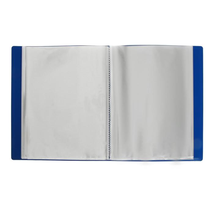 Папка А4 Calligrata, 100 прозрачных вкладышей, 700 мкм, карман на корешке, синяя