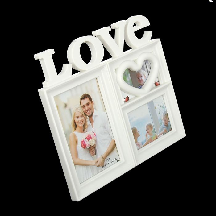 Фоторамка на 3 фото 10х8 см, 10,5х6,5 см, 10х15 см Love белая