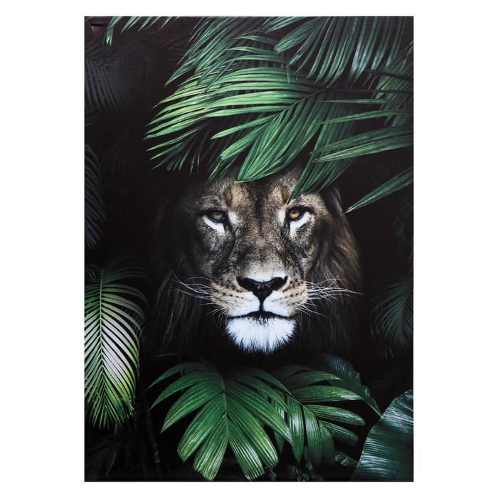 Картина на холсте Лев в листьях 50х70 см картина на холсте абстракция блистание 50х70 см