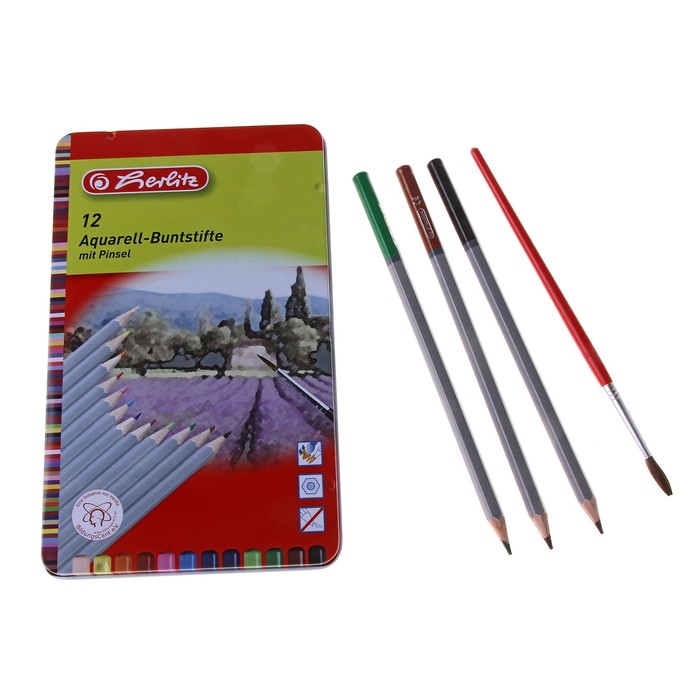 Карандаши акварельные 12цв, 12шт+кисть