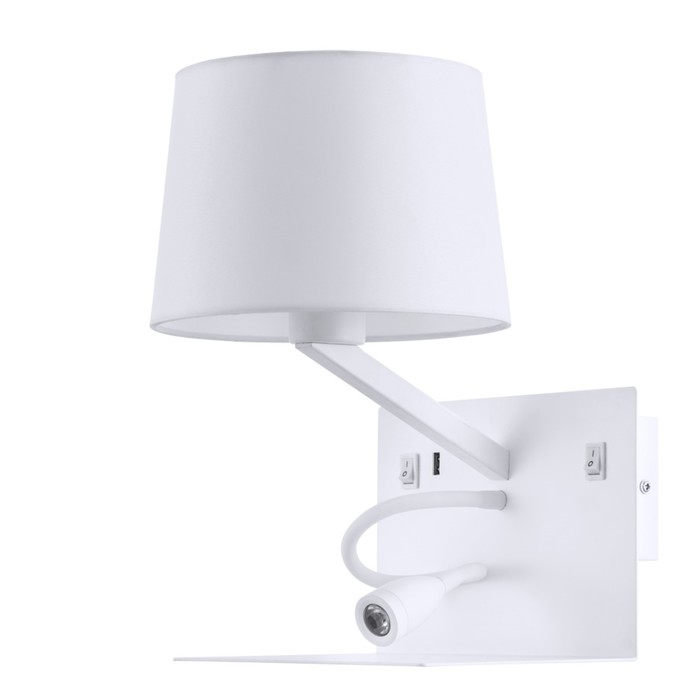 фото Бра ibis, 1x40вт e27 + 1x3вт led, 3000к, 300лм, цвет белый arte lamp