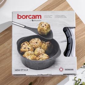 Кастрюля для запекания Borcam, 2,1 л, 26,6×22,2 см, с крышкой, круглая, цвет чёрный от Сима-ленд