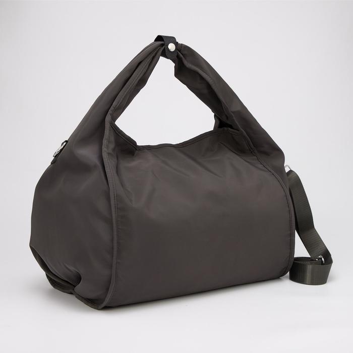 фото Сумка спортивная, отдел на молнии, наружный карман, длинный ремень, цвет серый