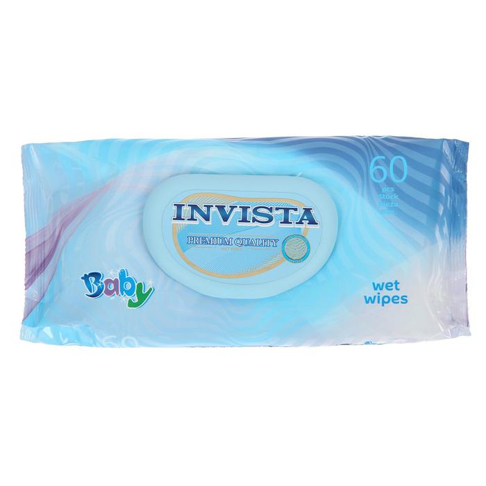 Влажные салфетки INVISTA Lux  для детей с первых дней жизни, с клапаном, 60 шт.