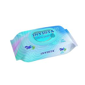 Влажные салфетки INVISTA Lux  для детей с первых дней жизни, с клапаном, 60 шт.