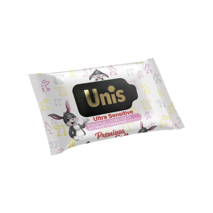 

Влажные салфетки UNIS антибактериальные, для детей без запаха, 25 шт.