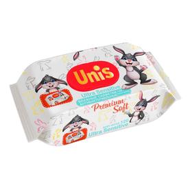 Влажные салфетки UNIS  для детей без запаха,антибактериальные, с клапаном, 120 шт.