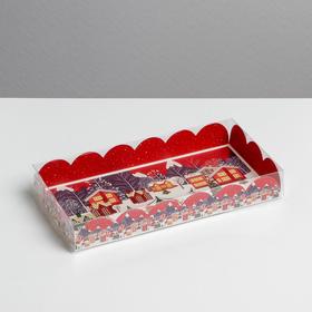 Коробка для кондитерских изделий с PVC крышкой «Карусель», 10.5 × 21 × 3 см Ош