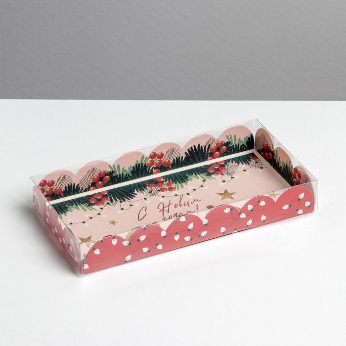 

Коробка для кондитерских изделий с PVC крышкой «Гирлянды», 10.5 × 21 × 3 см