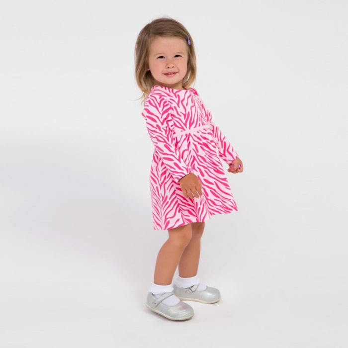 фото Платье для девочки, цвет розовый/зебра, рост 80 см веснушка
