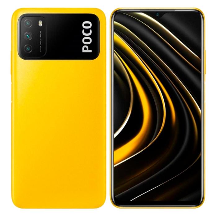 Смартфон Xiaomi POCO M3 (M2010J19CG), 6.53'', IPS, 4Гб, 128Гб, 48 Мп, 8 Мп, 6000 мАч, желтый