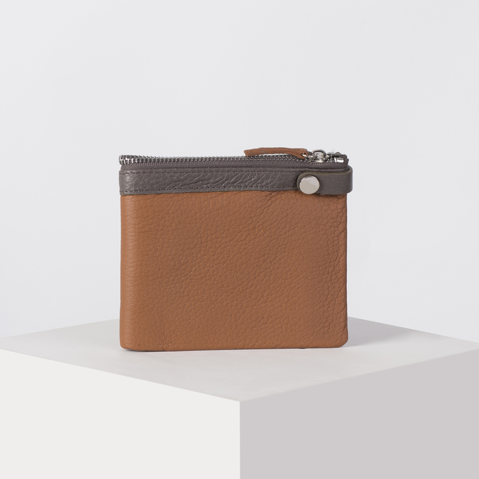 Кошелёк молодёжный, 2 отдела, отдел для кредиток, цвет коричневый