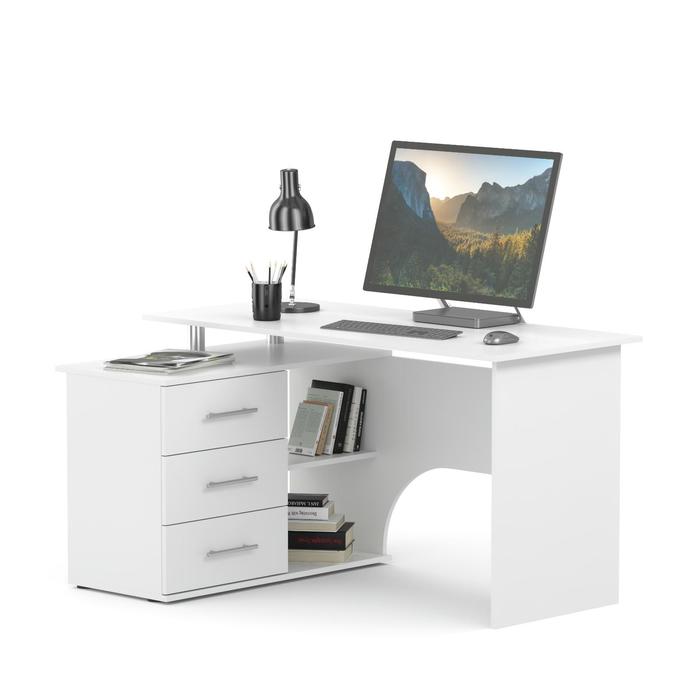 Компьютерный стол «КСТ-09», 1350×935×744 мм, угловой, угол левый, цвет белый компьютерный стол кст 09 1350 × 935 × 744 мм угол правый цвет белый