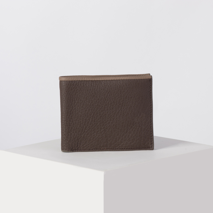 Кошелёк мужской "Бертон", 2 отдела, отдел для кредиток, цвет кофейный