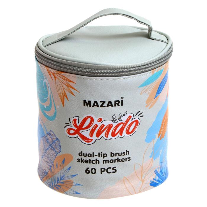 Набор двусторонних маркеров для скетчинга Mazari Lindo, 60 цветов, текстильный чехол