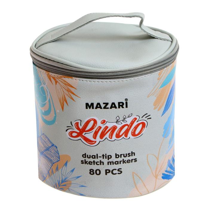 Набор двусторонних маркеров для скетчинга Mazari Lindo, 80 цветов, текстильный чехол