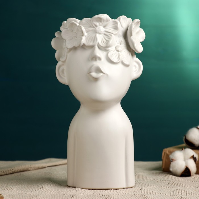 Кашпо - ваза Мальчик с венком белое, 28х12х14см кашпо ваза лилит белое 26х19х15 см