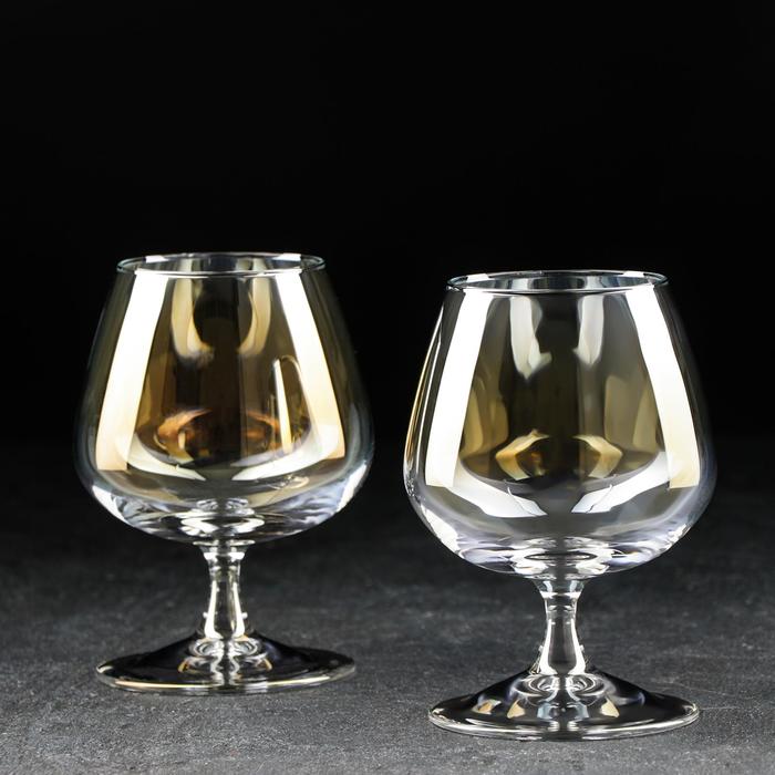 Набор стеклянных бокалов для коньяка «Золотистый хамелеон», 400 мл, 2 шт набор стеклянных бокалов для коньяка домино 410 мл 4 шт