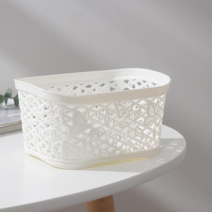 

Корзинка без крышки Fiori mini, прямоугольная, 1 л, цвет молочный