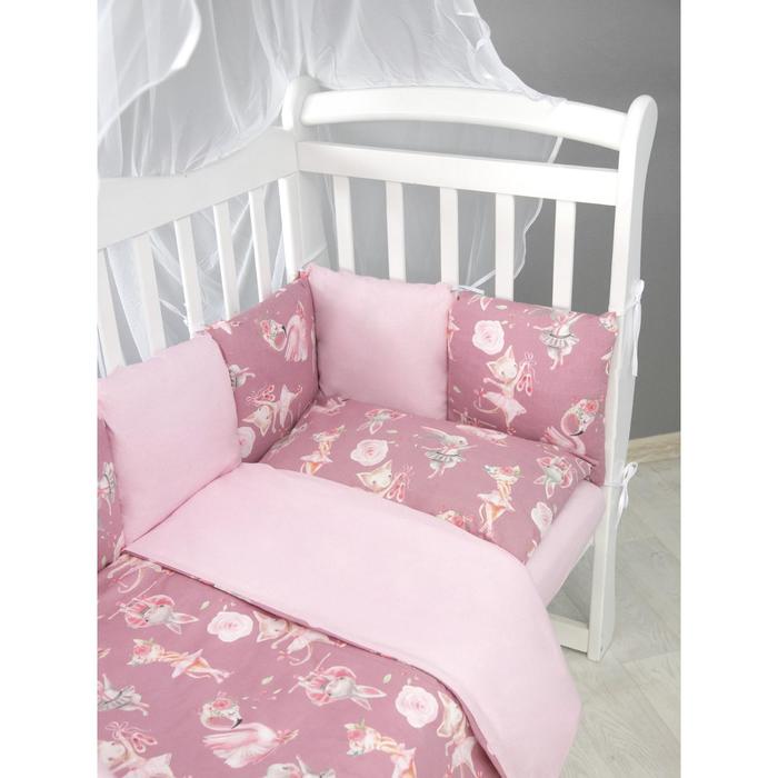 Комплект в кроватку 3 предмета baby boom, принт нежный танец, цвет розовый amarobaby комплект в кроватку premium нежный танец 7 предметов розовый
