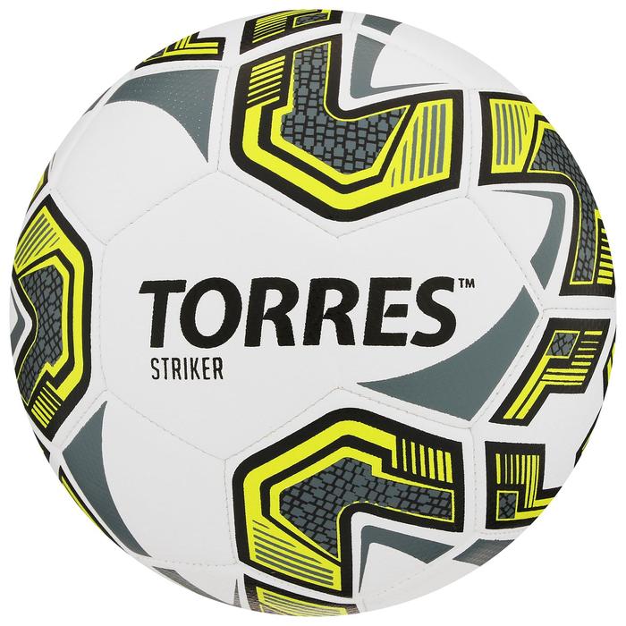 фото Мяч футбольный torres striker, размер 5, 30 панелей, гл. tpu, 2 подкладочных слоя, машинная сшивка, цвет белый/серый