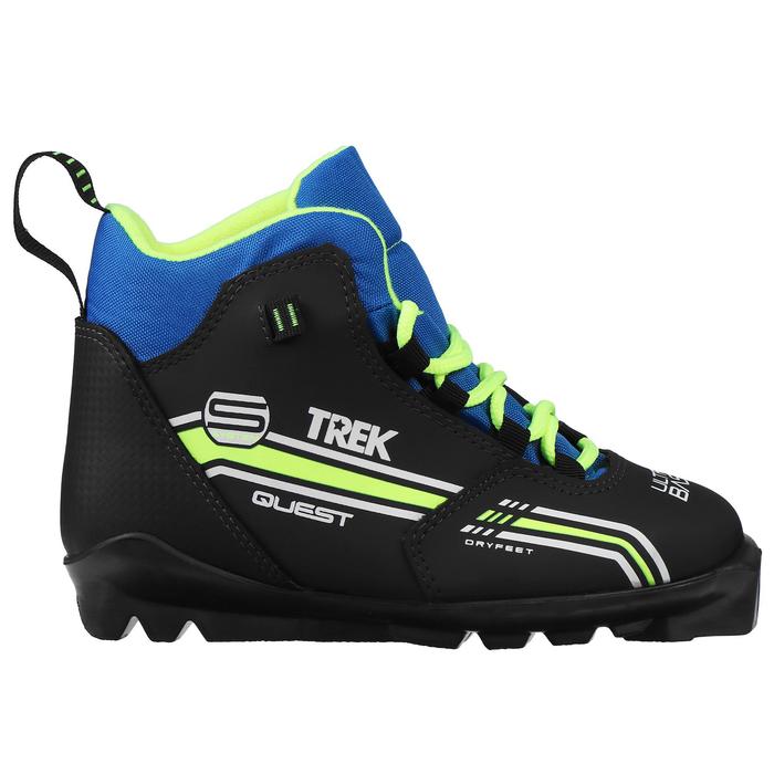 Ботинки лыжные TREK Quest 1 SNS, цвет чёрный, лого лайм неон, размер 33