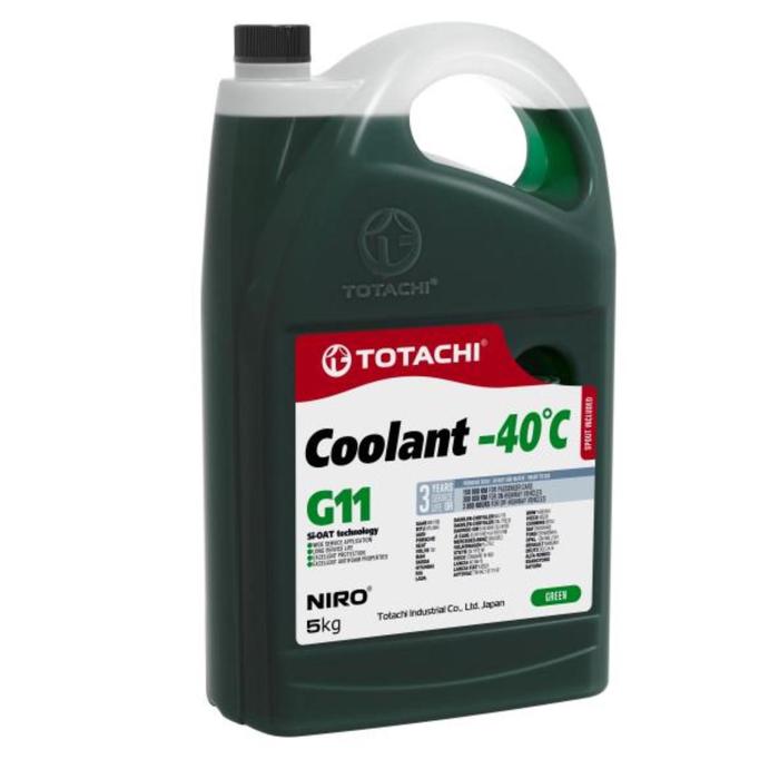 Антифриз Totachi NIRO COOLANT -40 C, G11, зелёный, 5 кг антифриз totachi niro coolant 40 c g12 красный 1 кг