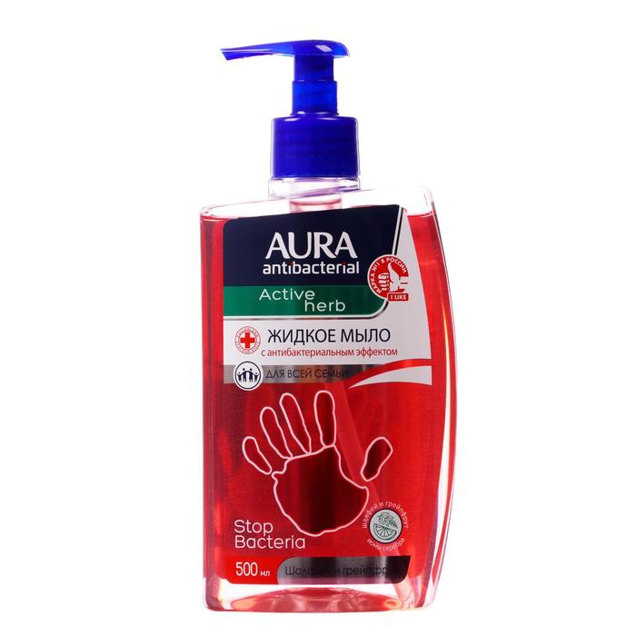 Жидкое мыло с антибактериальным эффектом AURA Active Herb, шалфей и грейпфрут, 500 мл