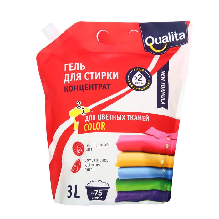 Жидкое средство для стирки Qualita, гель, для цветных тканей, 3 л жидкое средство для стирки chirton для цветных тканей 1 л