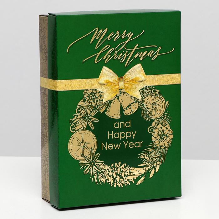 

Подарочная коробка "Merry Christmas", зелёная, 21 х 15 х 5,7 см