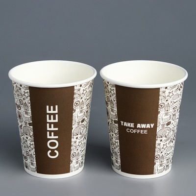 Стакан бумажный "Take Away COFFEE" для горячих напитков, 250 мл, диаметр 80 мм - Фото 1