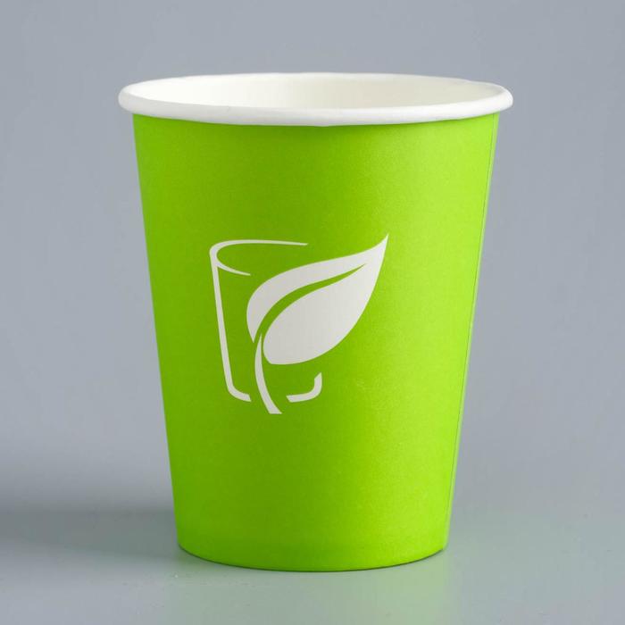Стакан бумажный Зеленый LOGO для горячих напитков, 250 мл, диаметр 80 мм