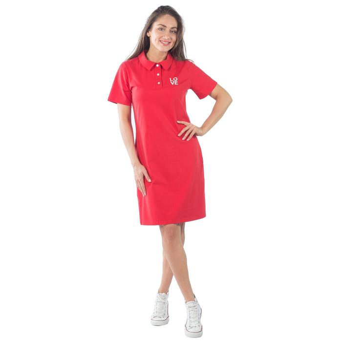 Платье-поло женское, размер 46, цвет красный платье поло женское grl pwr размер 46 цвет васильковый