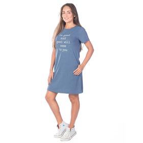 

Туника женская с коротким рукавом, размер 48, цвет индиго меланж, индиго